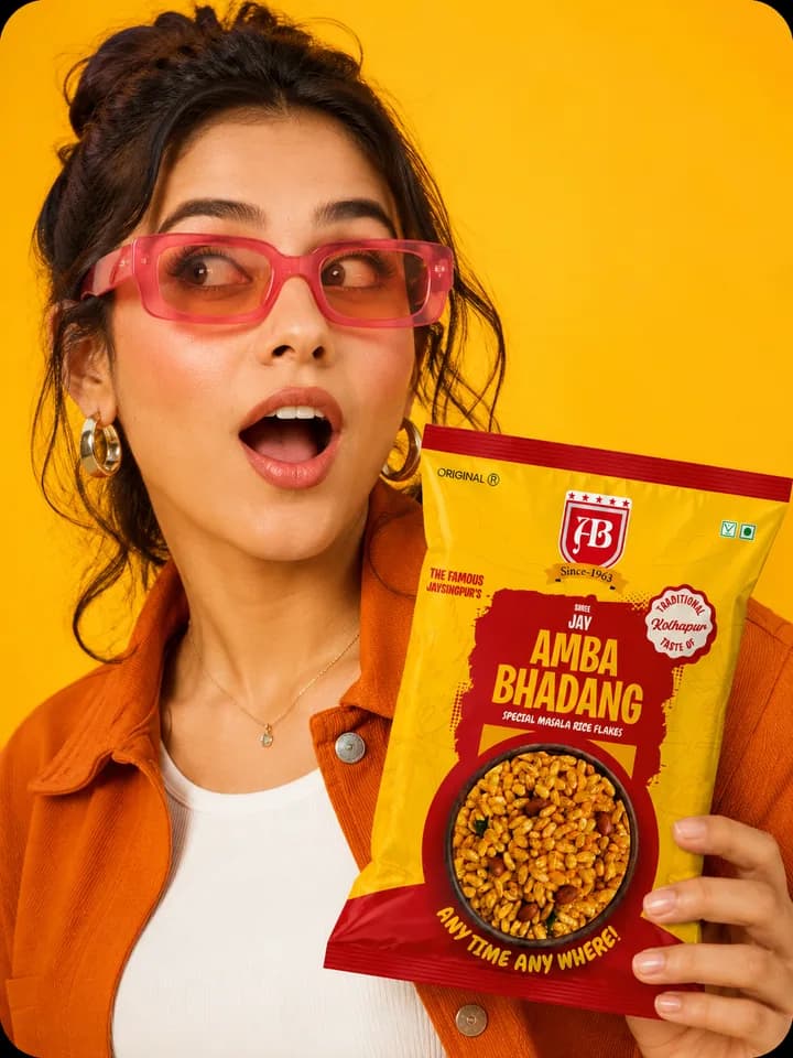 A fan posing with her favourite Amba Bhadang pack