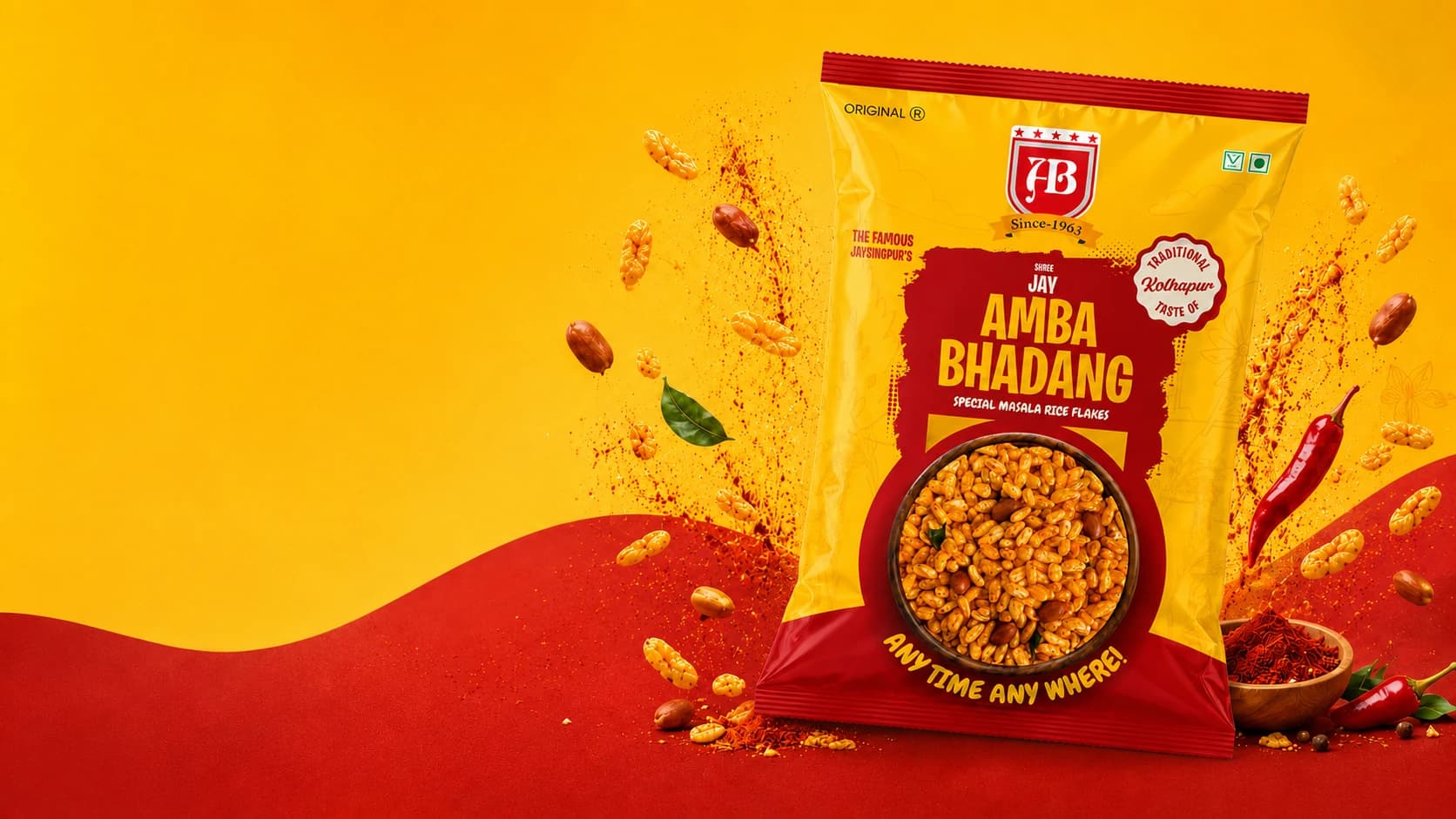 Shree Jay Amba Bhadang pack with flying rice flakes, peanuts and chilli