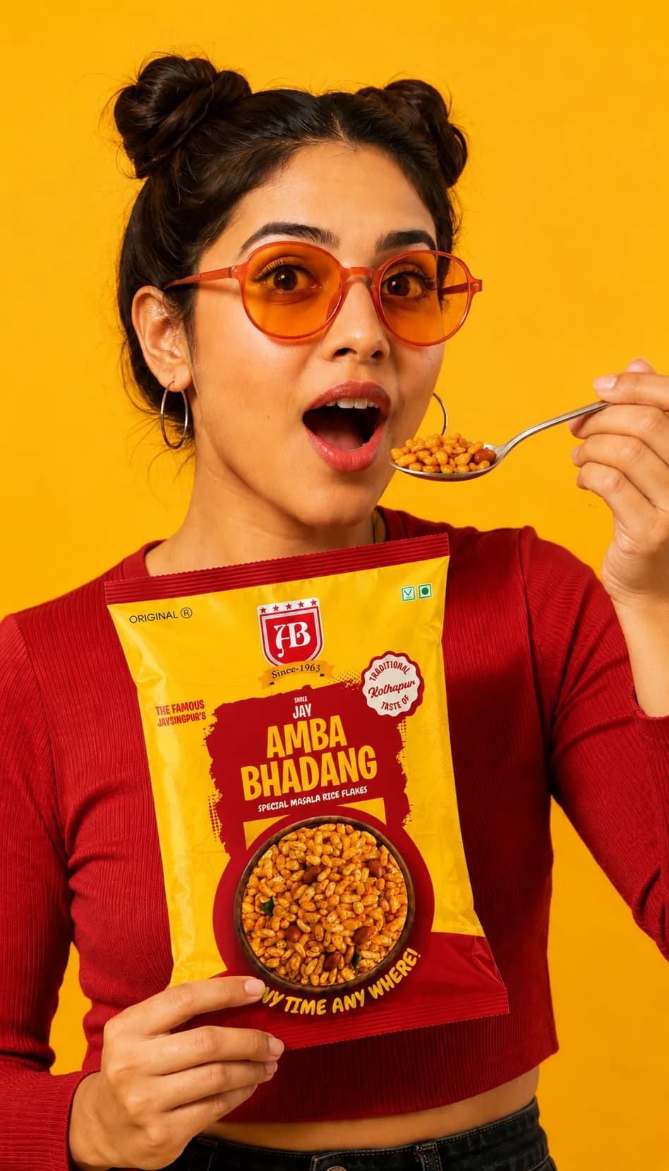 @jayambabhadang post, snacking Amba Bhadang straight from the pack