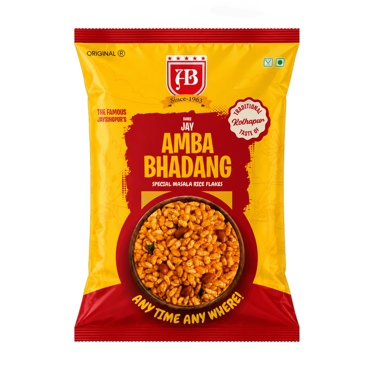 Jay Amba Bhadang Original pack, the classic Kolhapuri bhadang eaten across Maharashtra